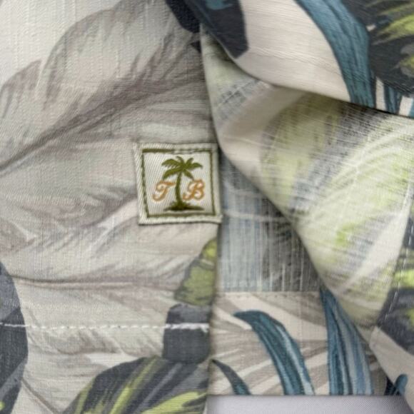 Tommy Bahama Silk Blue Green Hawaiian Button Down Shirt XXL 2X *FLAW* - Picture 7 of 9
